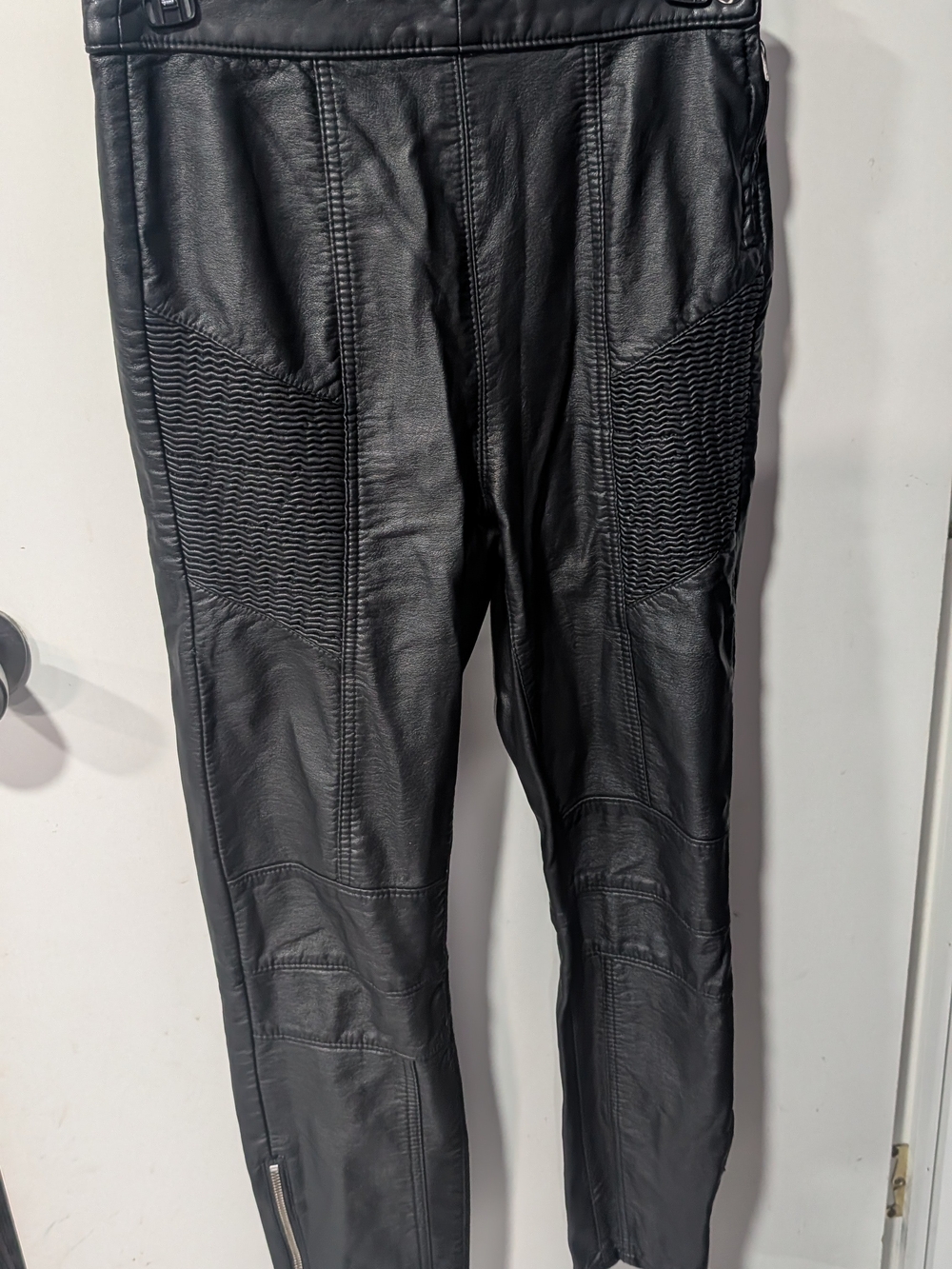 Free People Black Faux Leather Moto Pants
